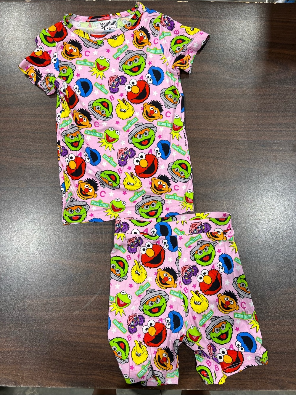 BAMBOO Pink Sesame Street Character Short-Sleeve Pajama Set